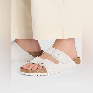 Birkenstock Arizona Soft Footbed Suede Sandals Antique White 40